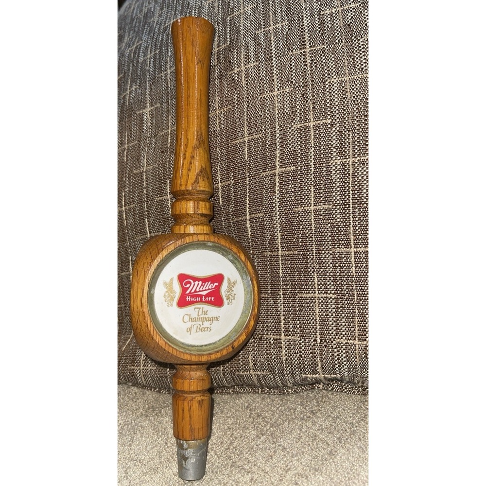 MILLER HIGH LIFE BEER Pub Style Tap Wooden 3 Sided Handle Keg Tapper Faucet